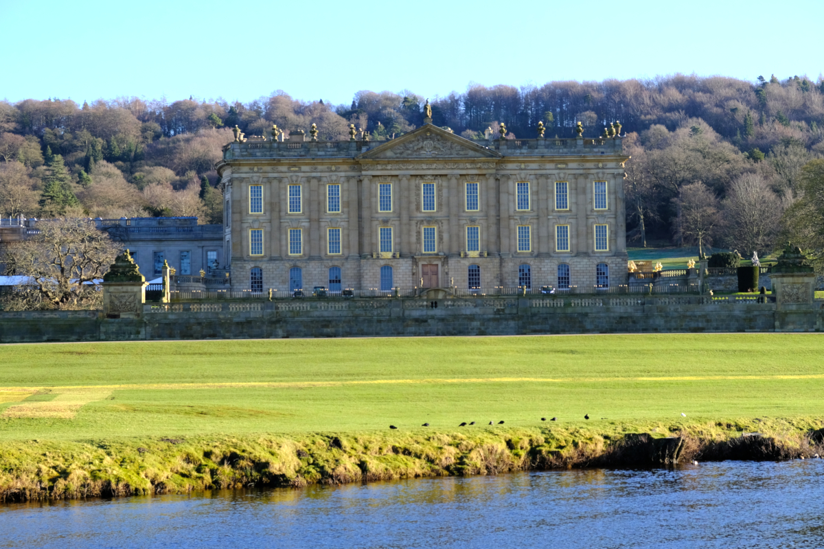 View of Chatsworth House, near Bakewell, Derbyshire