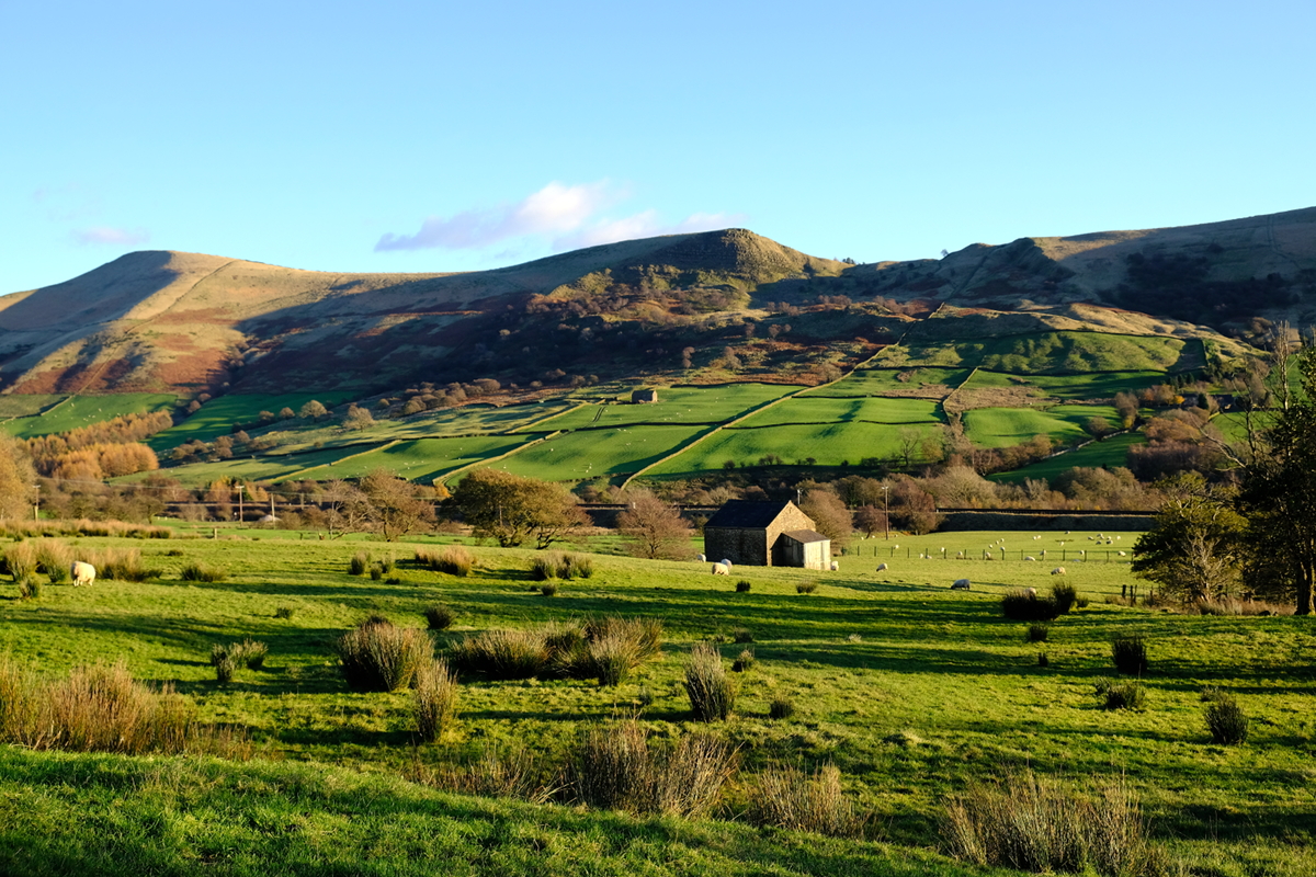 View of Back Tor and Lose Hill from Cotefield, Edale, Derbyshire